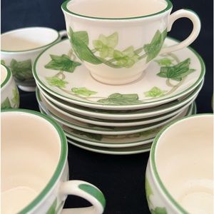 Ivy green leaves cups and saucers